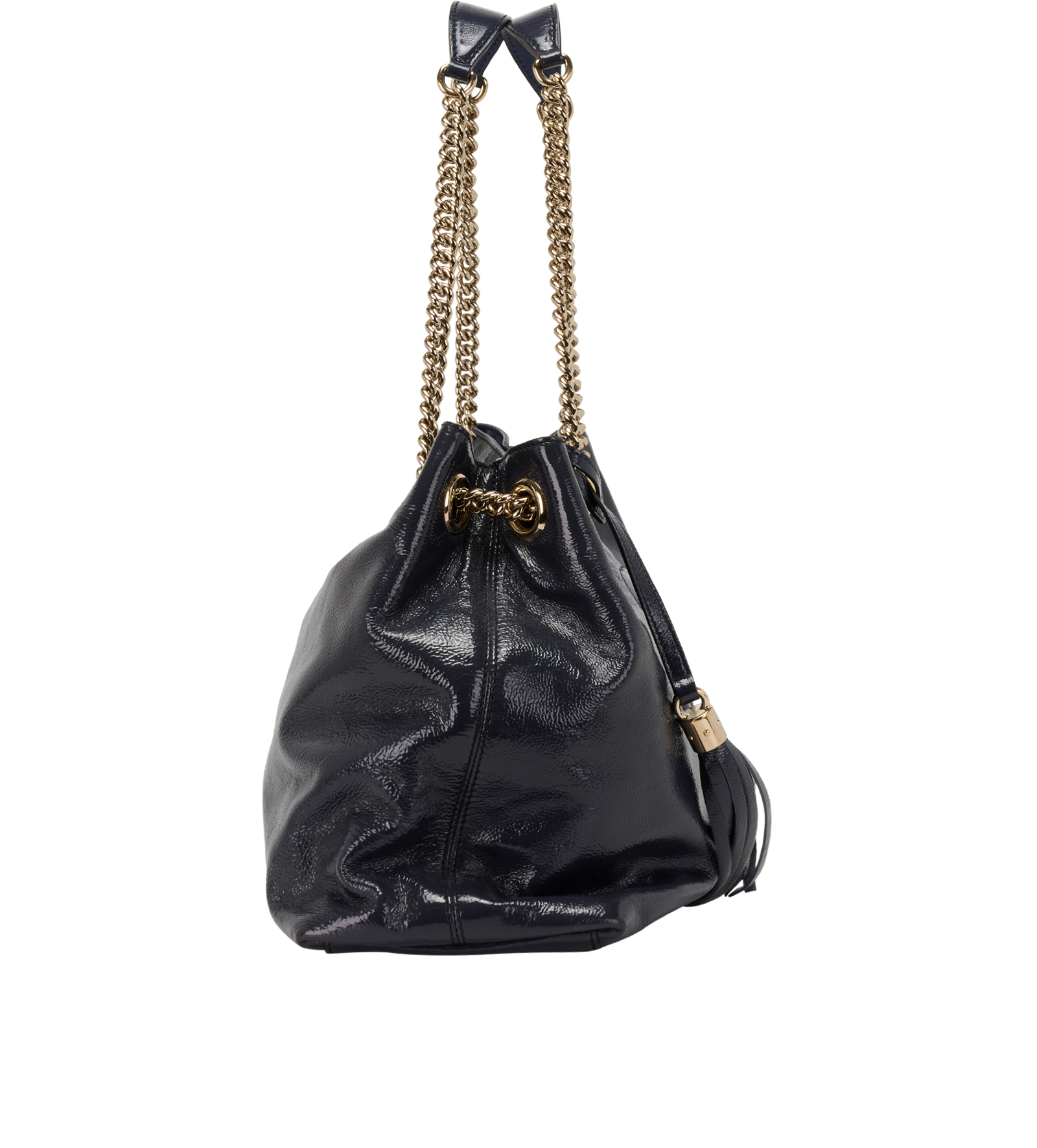 Soho Tote, &pound;495, Handbags, Blue, Patent Leather, Side view